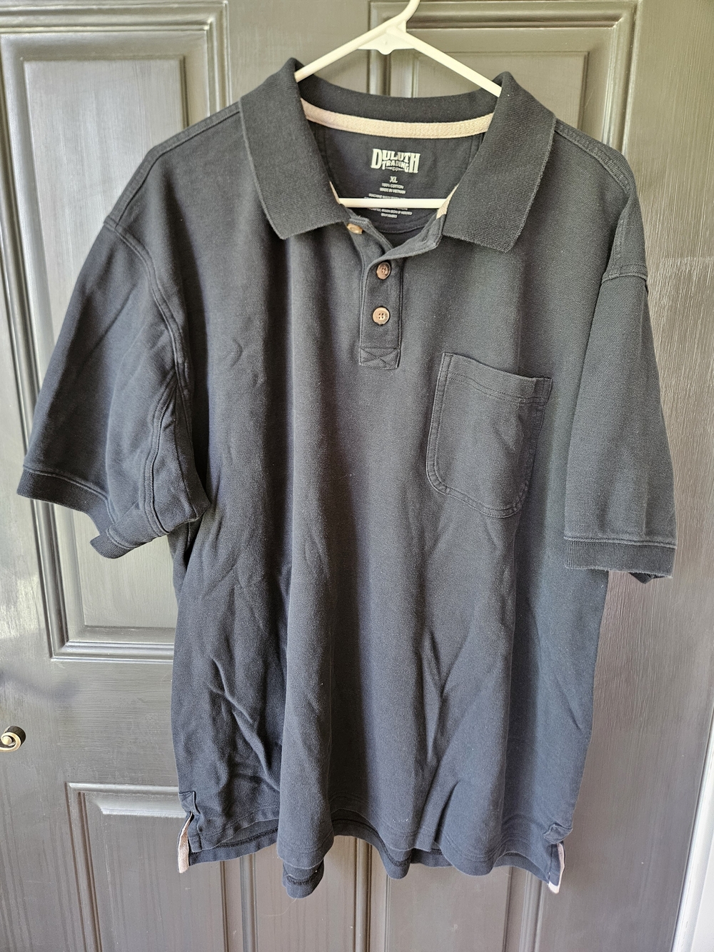 Duluth Trading Co Men's Black Polo Shirt with Chest Pocket